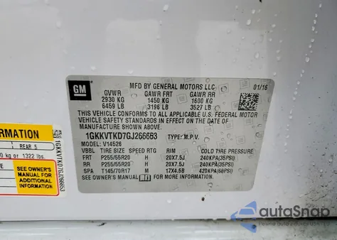 2016 GMC Acadia Denali z USA, uszkodzony, nr VIN 1GKKVTKD7GJ266653